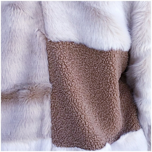 FOR THE REPUBLIC Chic Faux Mixed Fur Jacket Coat - Picture 8 of 12